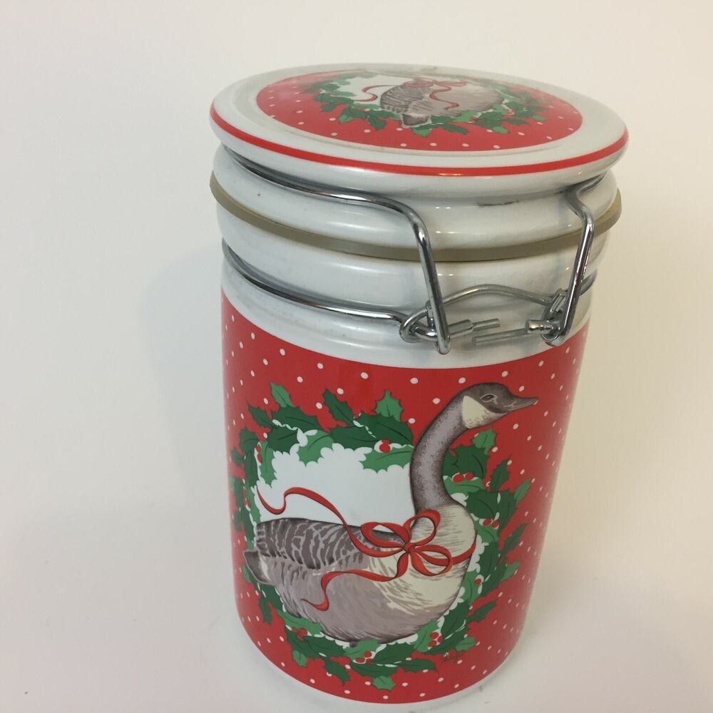 1985 George Good Fabrizio Ceramic Canister Kitchen Red Goose Cottagecore Japan